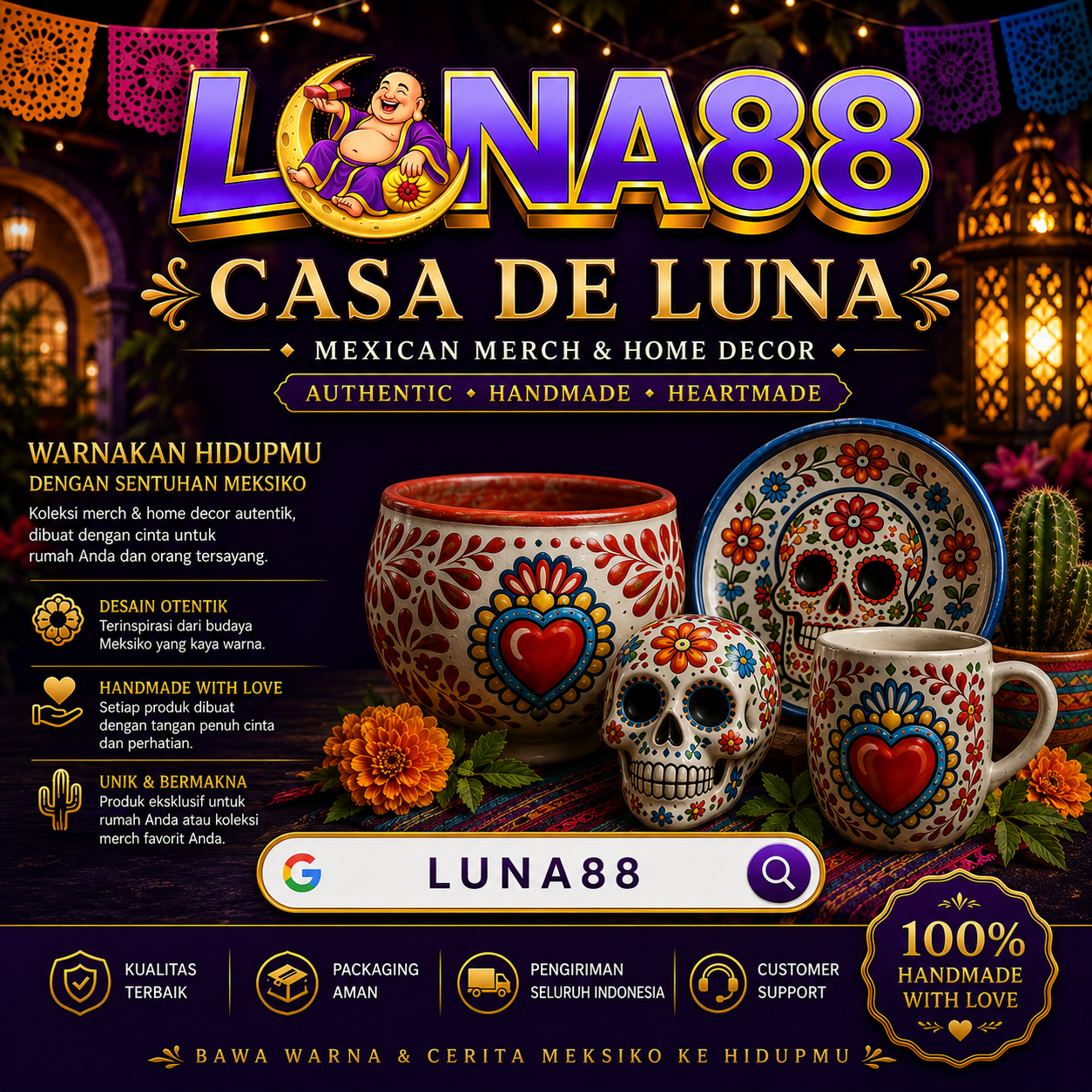 Hand-painted Talavera mug with sacred heart — shop artisan treasures online